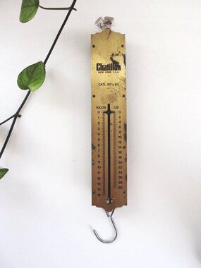 Antique Chatillon Hanging Spring Scale Brass CATL 50½ EG Vintage New York Indust